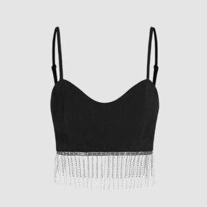 Elegant Black Fringe Crop Top.   <<<<85>>>>